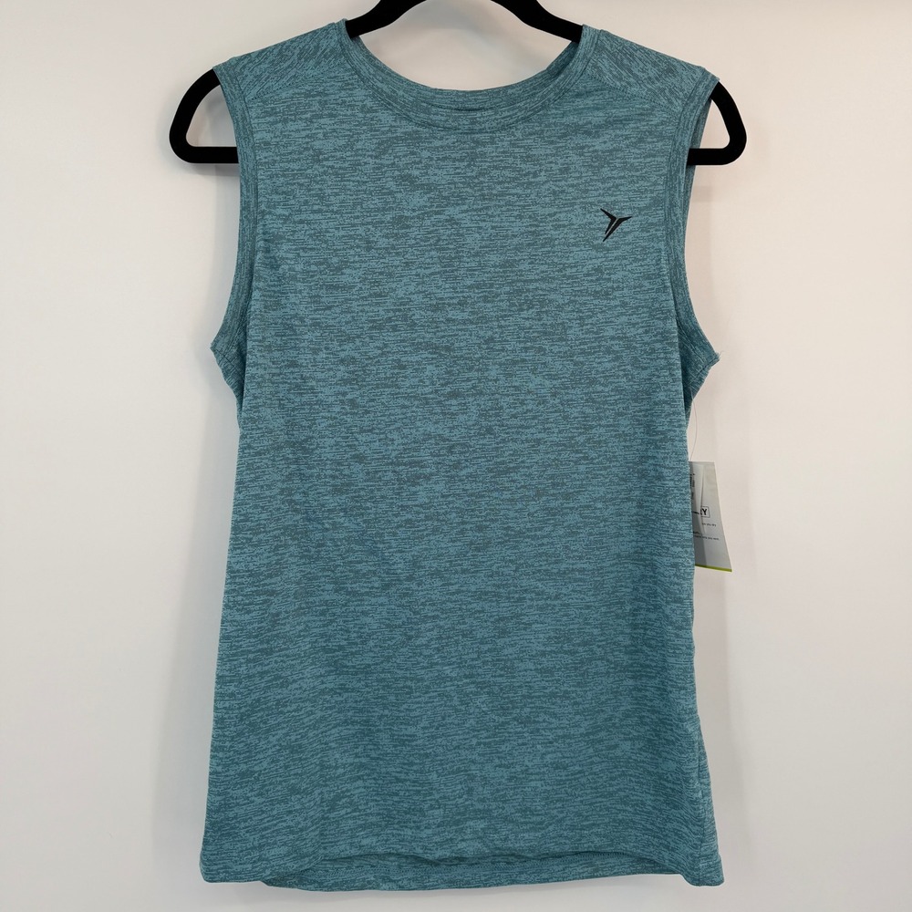 Old Navy Active Go-Dry Tank Top Mens Small Teal Space Dye Performance Sleeveless